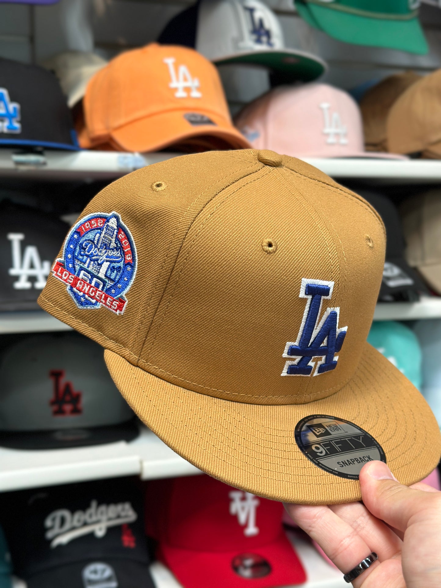 LA Dodgers MLB 60th Anniversary | New Era 9FIFTY Snapback | Tan