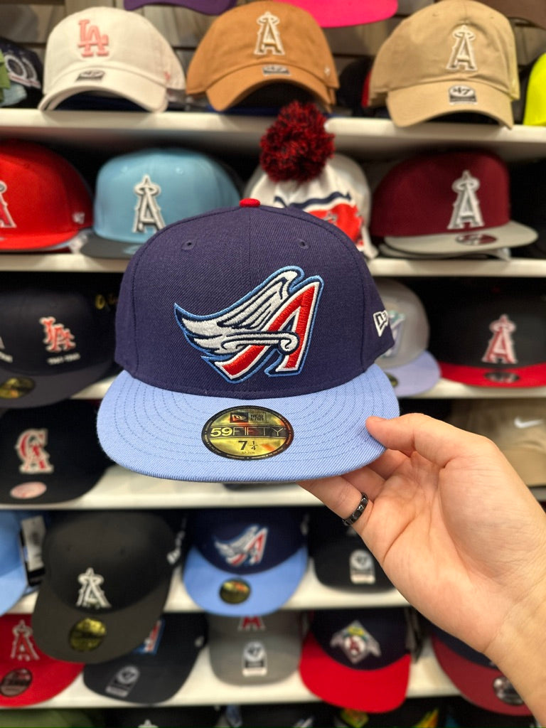 LA Angels MLB Retro Logo - Two Tone | New Era 59FIFTY Fitted Cap | Navy/Light Blue