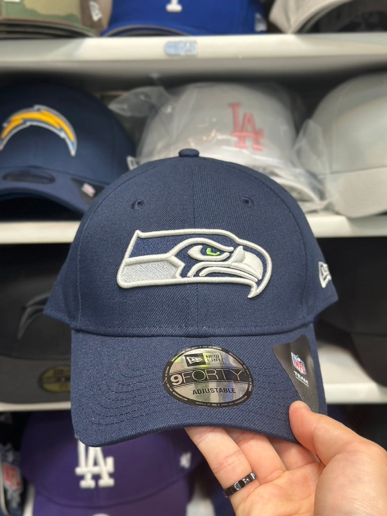 Seattle Seahawks NFL Ball Cap | New Era 9FORTY Adjustable Velcro Strap | Dark Blue