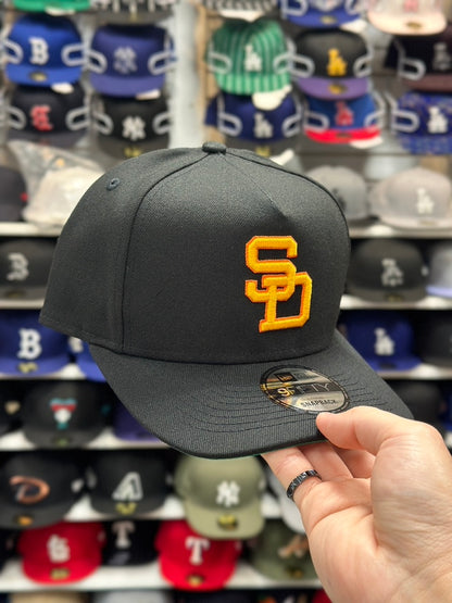 San Diego Padres MLB A-Frame Cap | New Era 9FIFTY Adjustable Snapback | Black