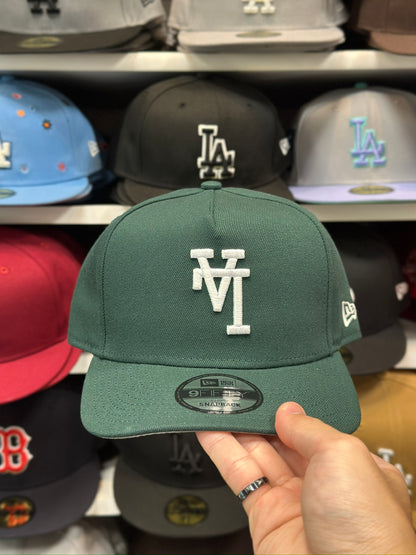 LA Dodgers 'Upside Down Reverse Logo' A-Frame Cap | New Era 9FIFTY Adjustable Snapback | Dark Green