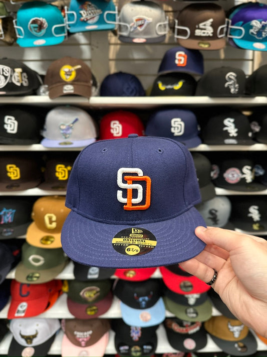 San Diego Padres MLB Vintage Fitted Hat | New Era 59FIFTY Sized Cap | Blue