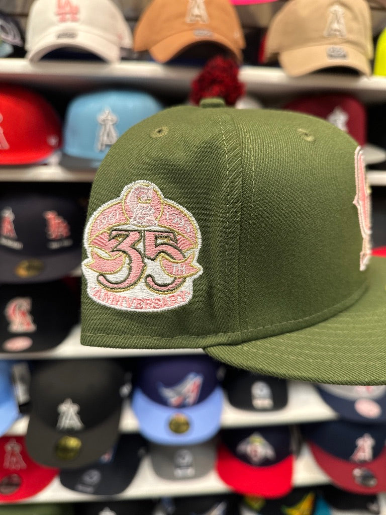 LA Angels MLB '35 Year Anniversary' Patch | New Era 59FIFTY Fitted Cap | Olive