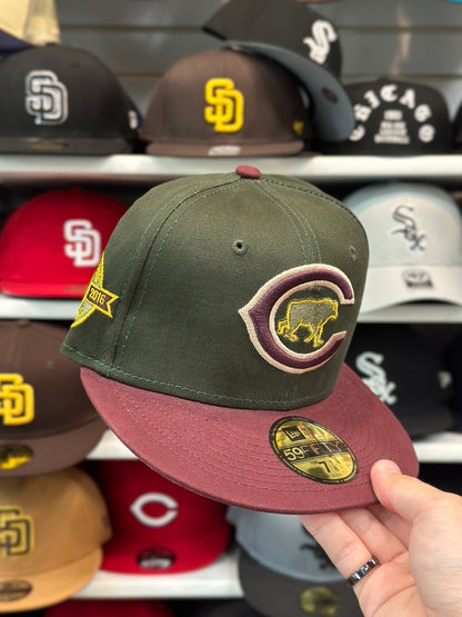 Chicago Cubs MLB Fitted Cap | New Era 59FIFTY Sized Cap | Olive/Maroon