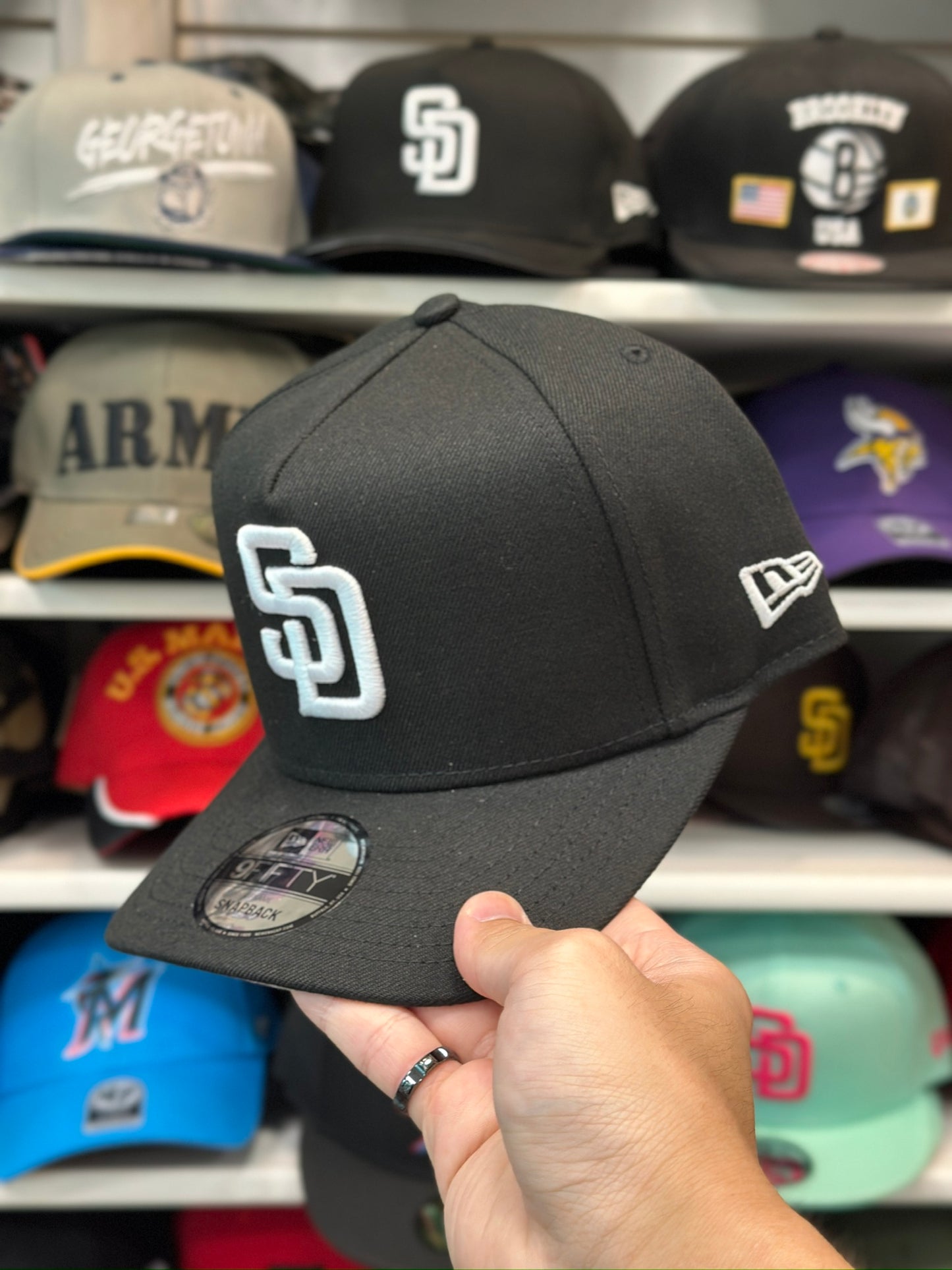 San Diego Padres MLB A-Frame Cap | New Era 9FIFTY Adjustable Snapback | Black