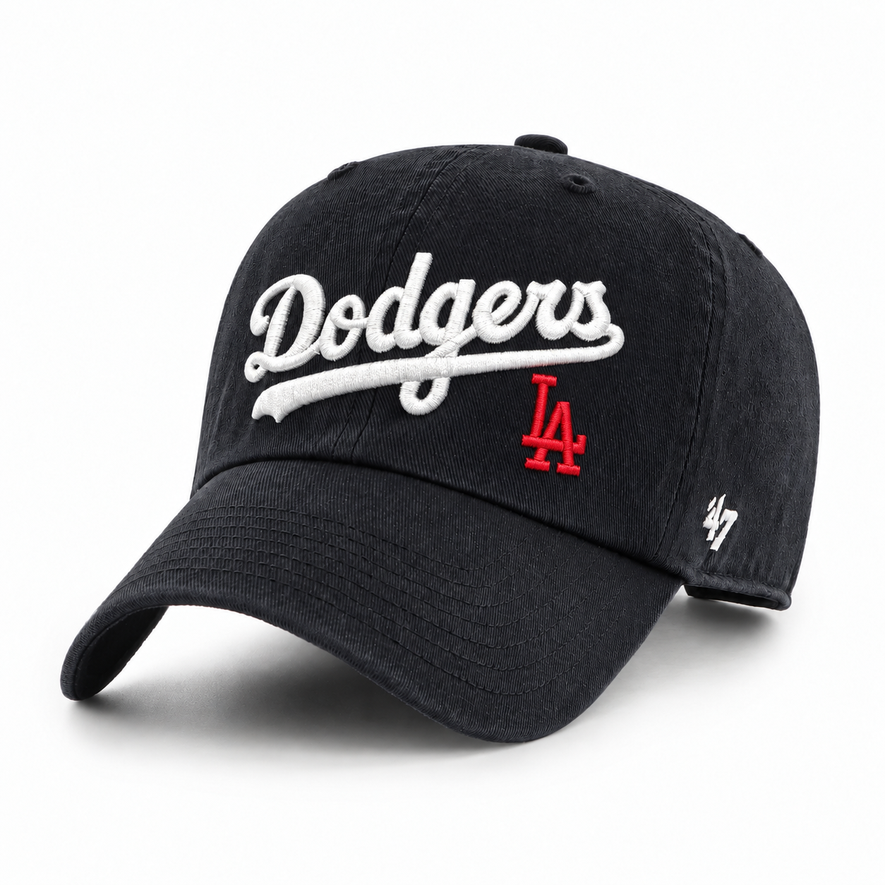 Los Angeles Dodgers 'Script Logo' '47 Brand Clean Up Adjustable Dad Cap - Black - Product Image