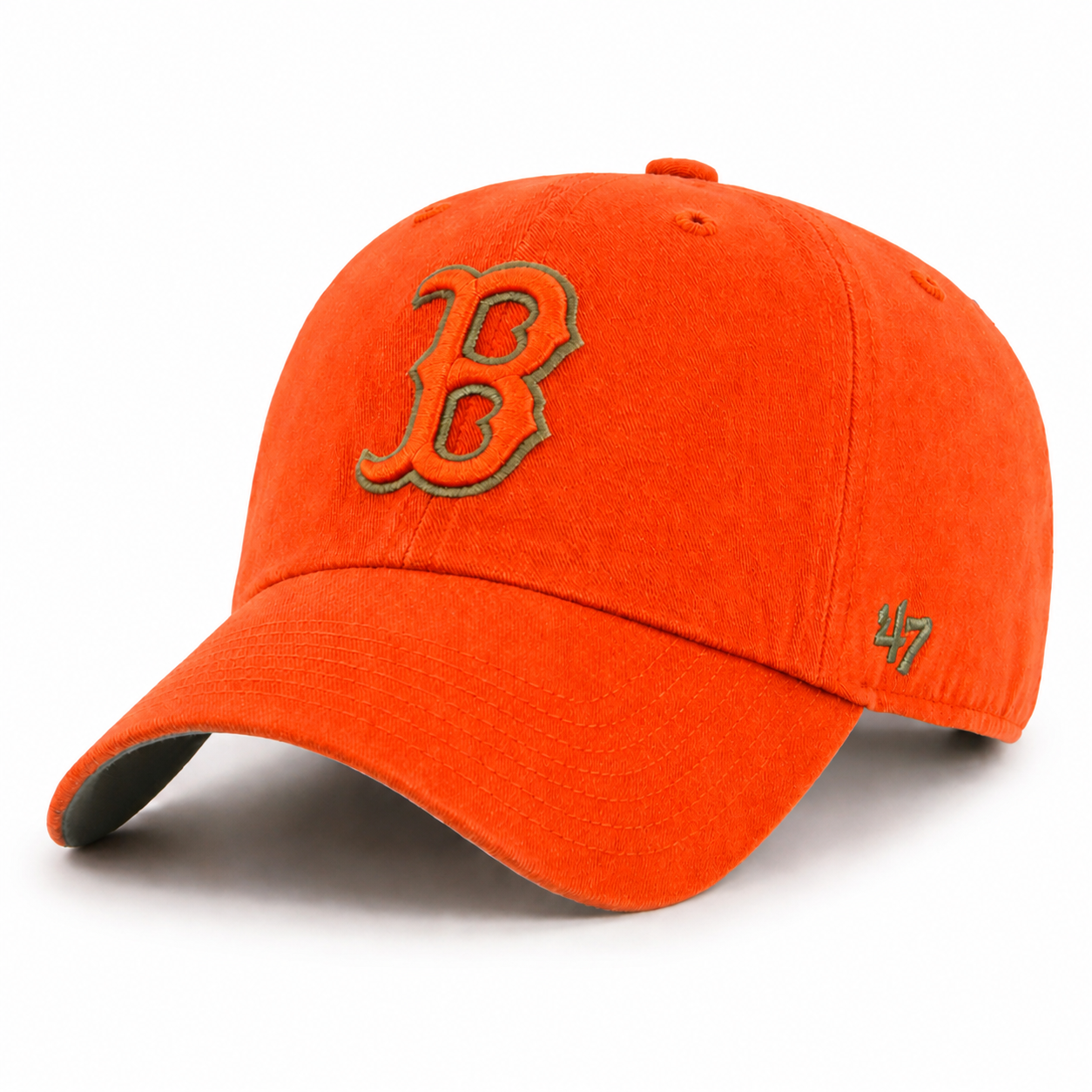 Boston-Red-Sox-47-Brand-Clean-Up-Adjustable-Dad-Cap-Orange-Front.png