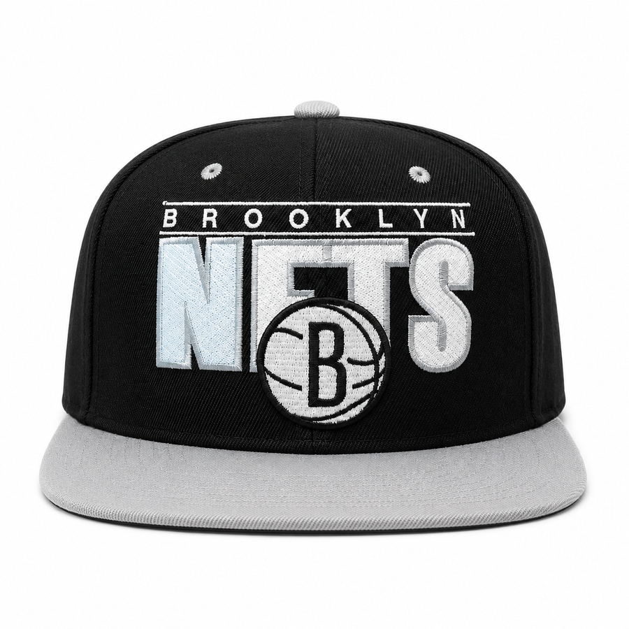 Brooklyn Nets Black/Gray Mitchell & Ness OG Adjustable Snapback Hat - Product Image