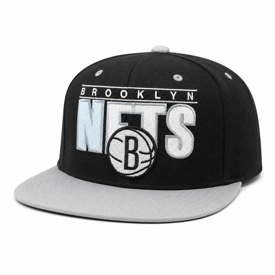 Brooklyn Nets Black/Gray Mitchell & Ness OG Adjustable Snapback Hat - Product Image