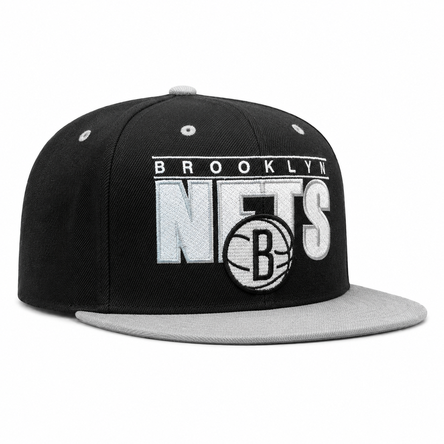 Brooklyn Nets Black/Gray Mitchell & Ness OG Adjustable Snapback Hat - Product Image