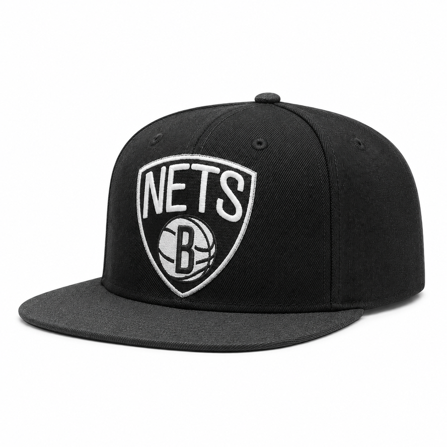 Brooklyn Nets Black/White Mitchell & Ness Snapback - Product Image