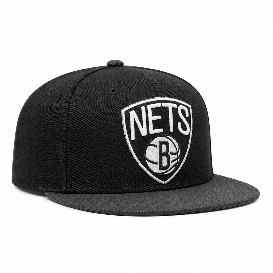 Brooklyn Nets Black/White Mitchell & Ness Snapback - Product Image