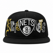 Brooklyn Nets 'Cutout Fonts' Black Mitchell & Ness OG Adjustable Snapback Hat - Product Image