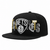Brooklyn Nets 'Cutout Fonts' Black Mitchell & Ness OG Adjustable Snapback Hat - Product Image