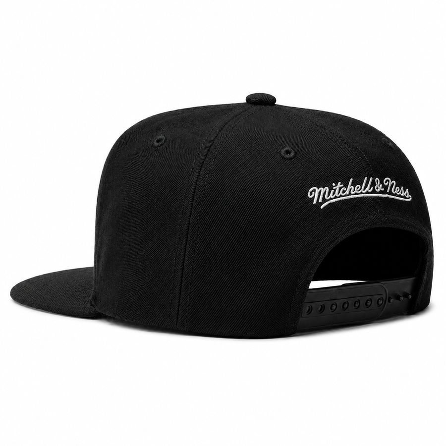 Brooklyn Nets 'Cutout Fonts' Black Mitchell & Ness OG Adjustable Snapback Hat - Product Image