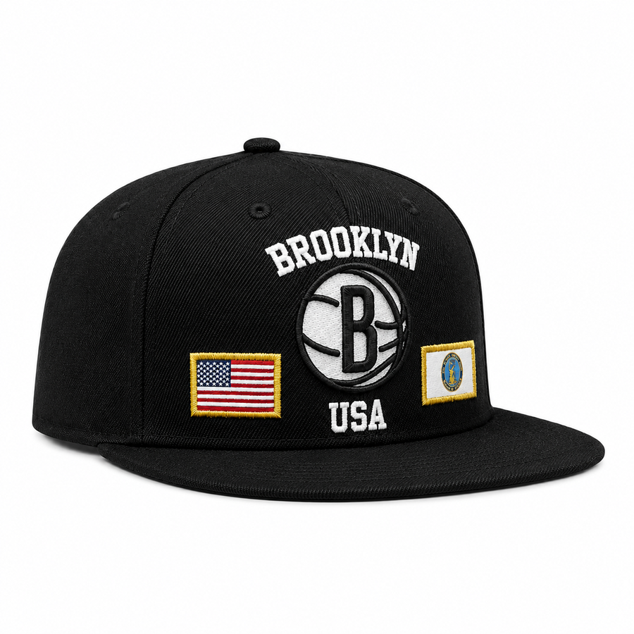 Brooklyn Nets 'USA Pride' Black/White Mitchell & Ness Snapback - Product Image