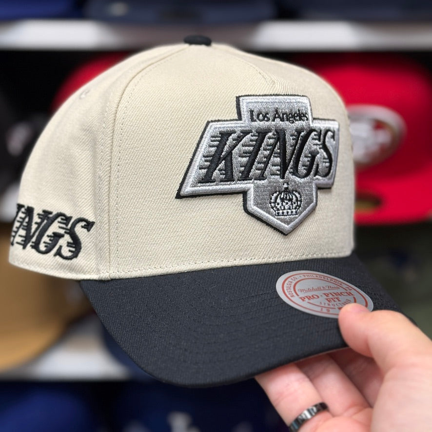 Los Angeles Kings Creme/Black A-Frame Mitchell & Ness Snapback - Product Image
