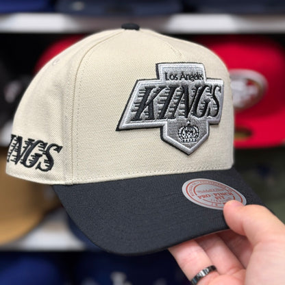 Los Angeles Kings Creme/Black A-Frame Mitchell & Ness Snapback - Product Image