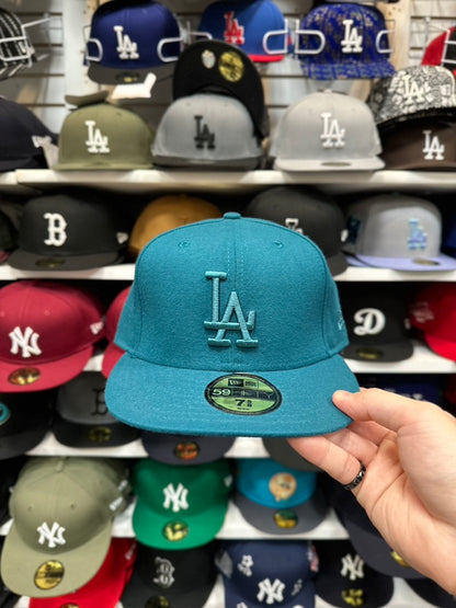 LA Dodgers MLB Vintage Fitted Cap | New Era 59FIFTY Sized Hat | Gasoline Green