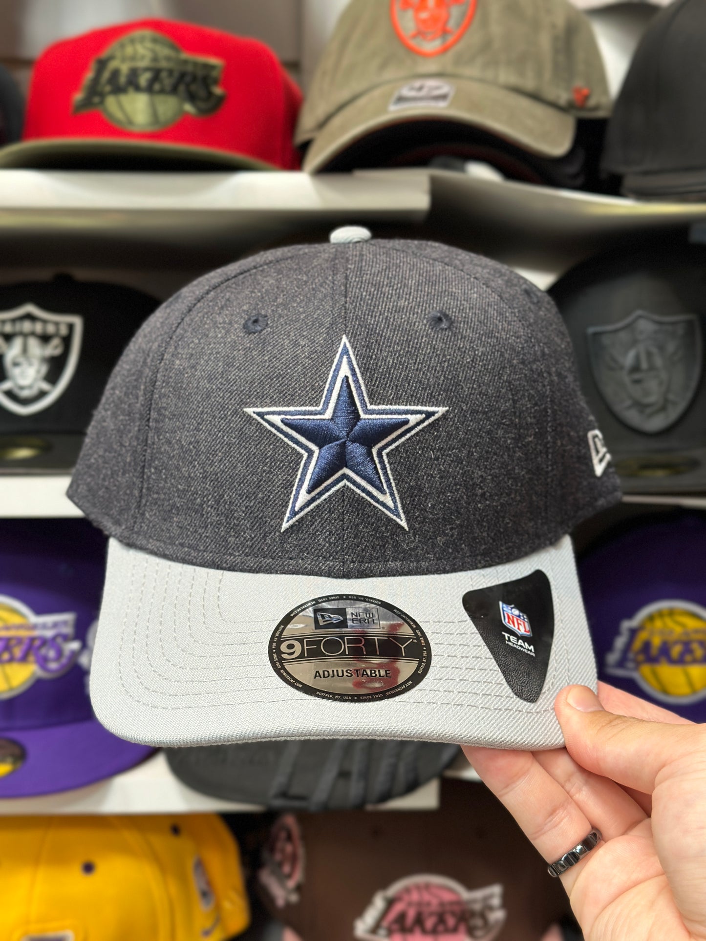 Dallas Cowboys NFL Ball Cap | New Era 9FORTY Adjustable Velcro Strap | Gray/Light Gray