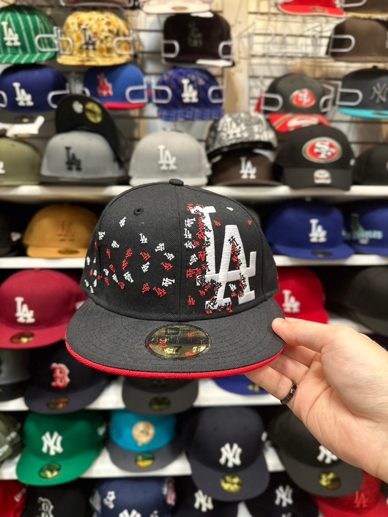 LA Dodgers MLB Vintage Red Scatter | New Era 59FIFTY Fitted Cap | Black