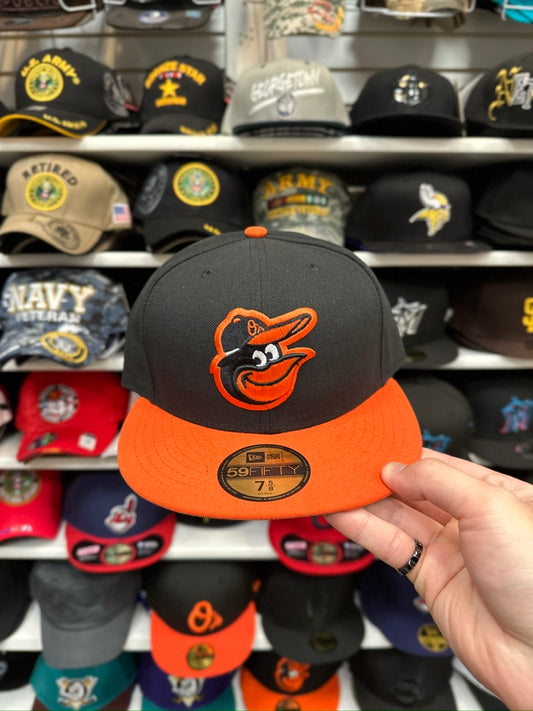 Baltimore Orioles "O's" MLB Fitted Hat | New Era 59FIFTY Sized Cap | Black/Orange