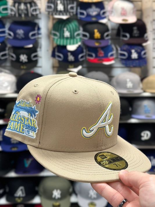 Atlanta Braves MLB 'All Star Game Floral' Patches | New Era 59FIFTY Fitted Cap | Tan