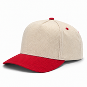 Pit Bull Cambridge CDY10 Corduroy Blank 5-Panel High Frame Adjustable Snapback Hat - Creme/Red