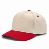 Pit Bull Cambridge CDY10 Corduroy Blank 5-Panel High Frame Adjustable Snapback Hat - Creme/Red
