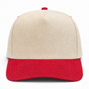 Pit Bull Cambridge CDY10 Corduroy Blank 5-Panel High Frame Adjustable Snapback Hat - Creme/Red