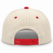 Pit Bull Cambridge CDY10 Corduroy Blank 5-Panel High Frame Adjustable Snapback Hat - Creme/Red