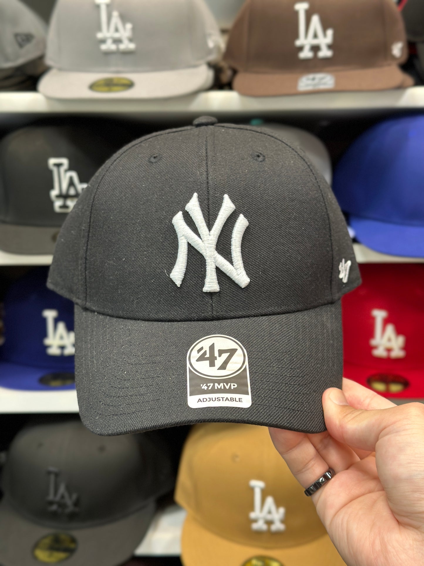 New York Yankees MLB Ball Cap | '47 Brand MVP Adjustable Curve Cap | Color Options