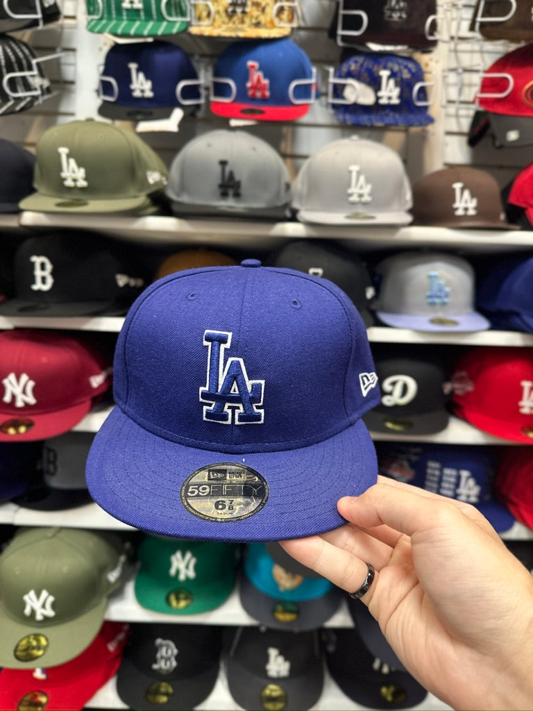 LA Dodgers MLB Vintage Fitted Hat | New Era 59FIFTY Sized Cap | Blue