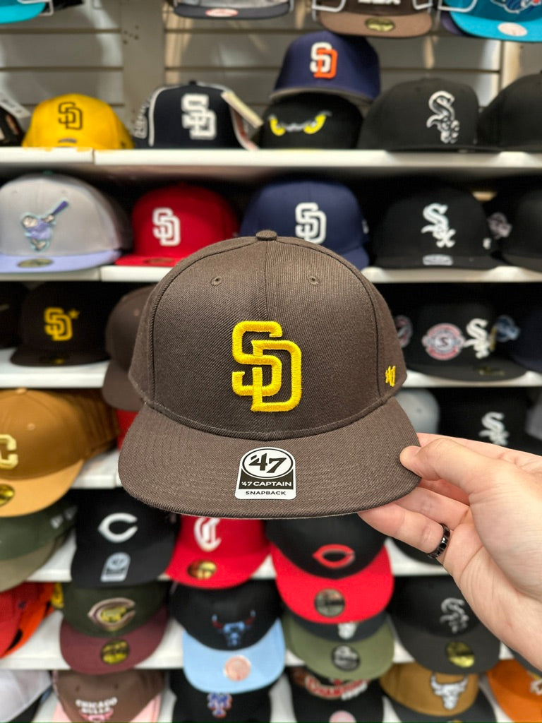 San Diego Padres Snapback | '47 Brand Captain Adjustable Snap | Brown