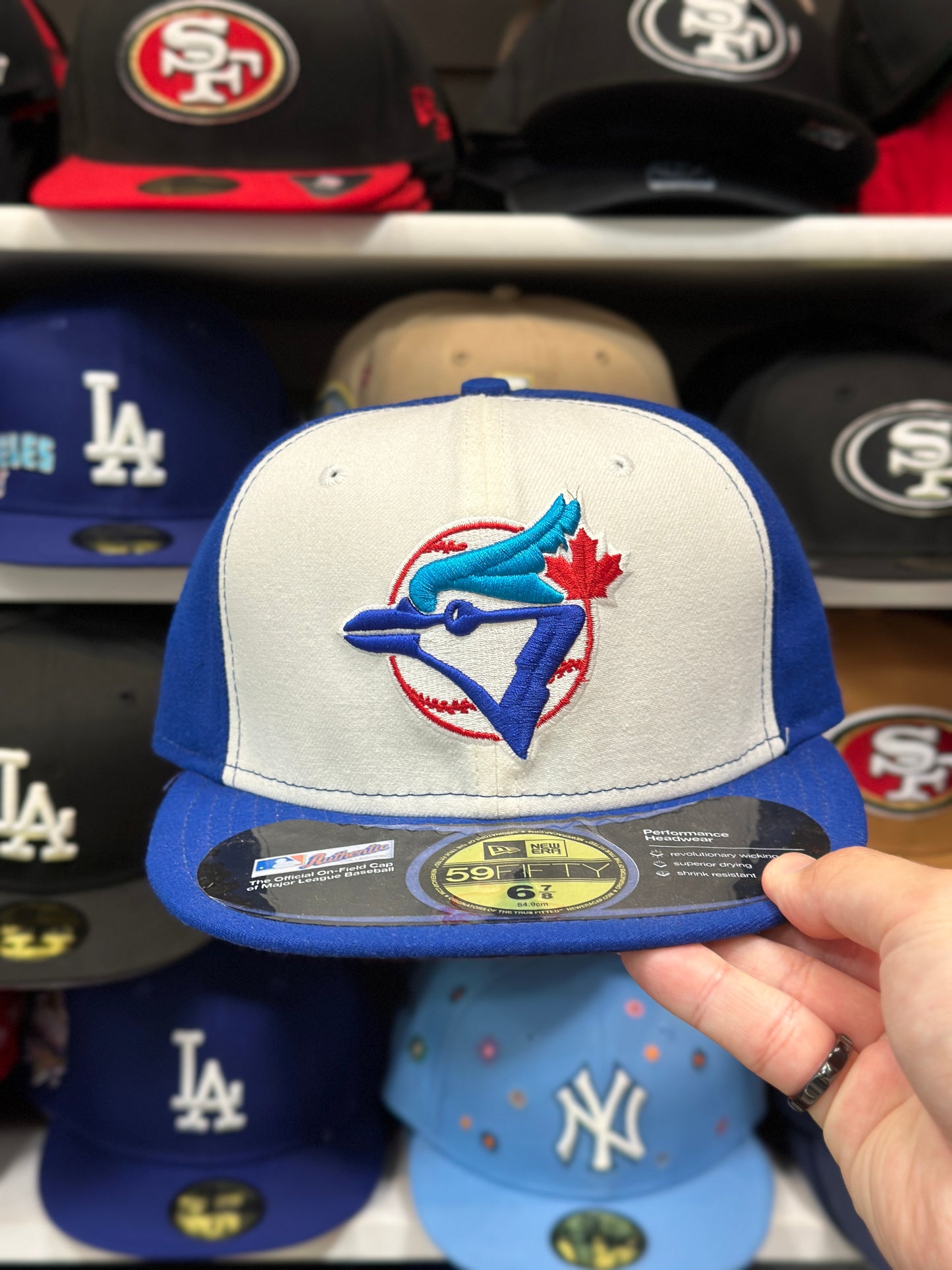 Toronto Blue Jays MLB Fitted Hat | New Era 59FIFTY Sized Cap | White/Blue