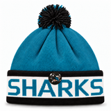 San Jose Sharks Mitchell & Ness Pom Cuff Knit Beanie - Turquoise/White