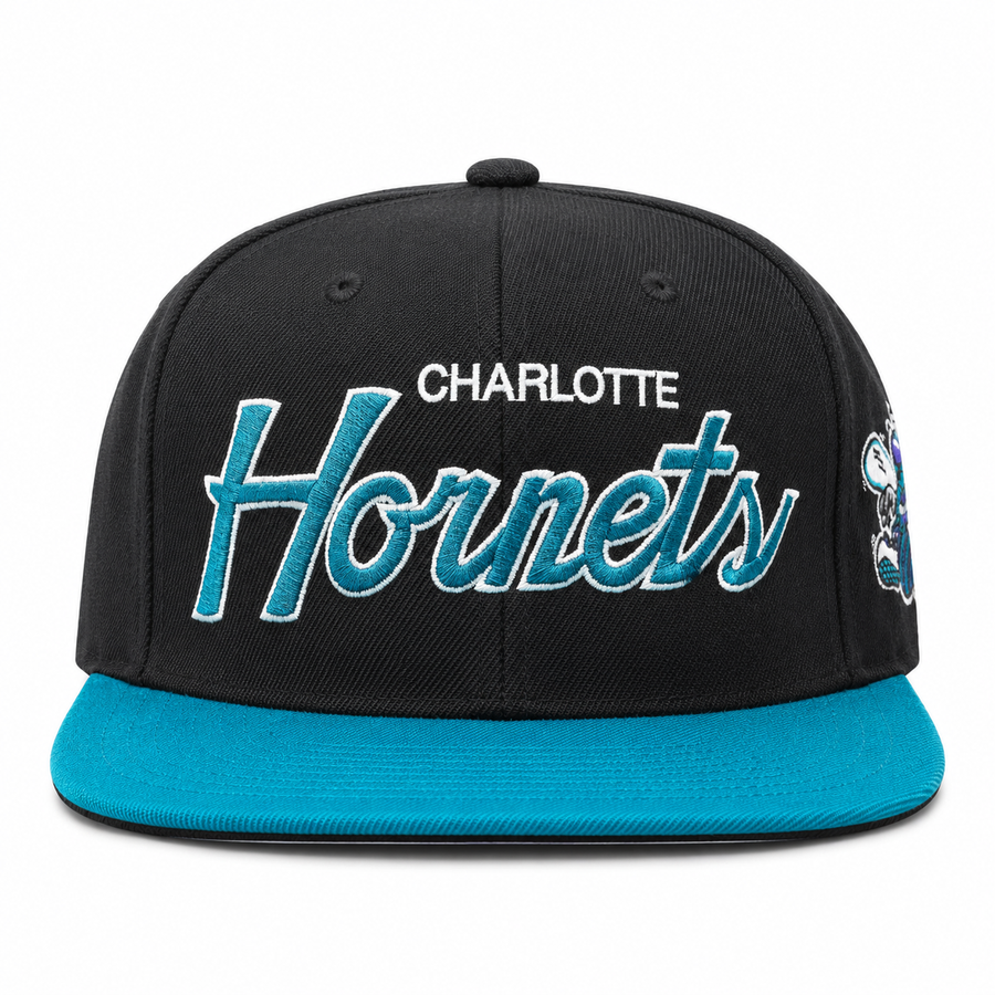 Charlotte Hornets Black/Turquoise Mitchell & Ness Adjustable Original Fit Snapback - Product Image