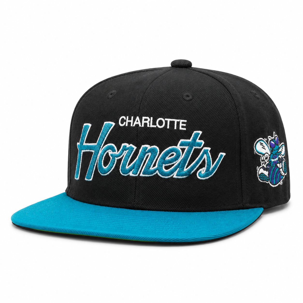 Charlotte Hornets Black/Turquoise Mitchell & Ness Adjustable Original Fit Snapback - Product Image