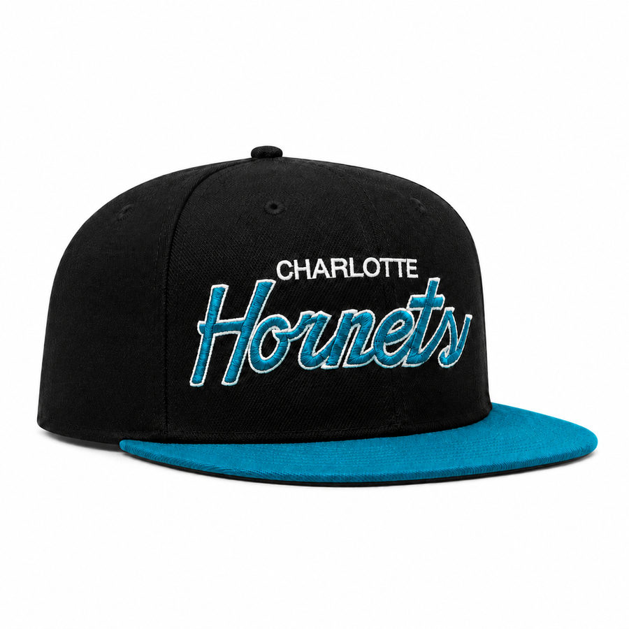 Charlotte Hornets Black/Turquoise Mitchell & Ness Adjustable Original Fit Snapback - Product Image