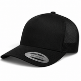 YP Classics A-Frame Blank 5-Panel Adjustable Trucker Snapback Hat - Black/Black