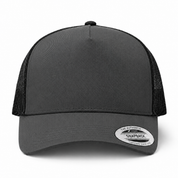 YP Classics A-Frame Blank 5-Panel Adjustable Trucker Snapback Hat - Dark Gray/Black