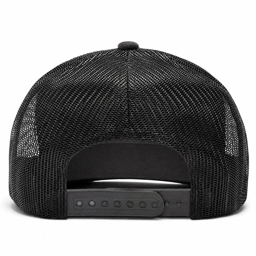 YP Classics A-Frame Blank 5-Panel Adjustable Trucker Snapback Hat - Dark Gray/Black