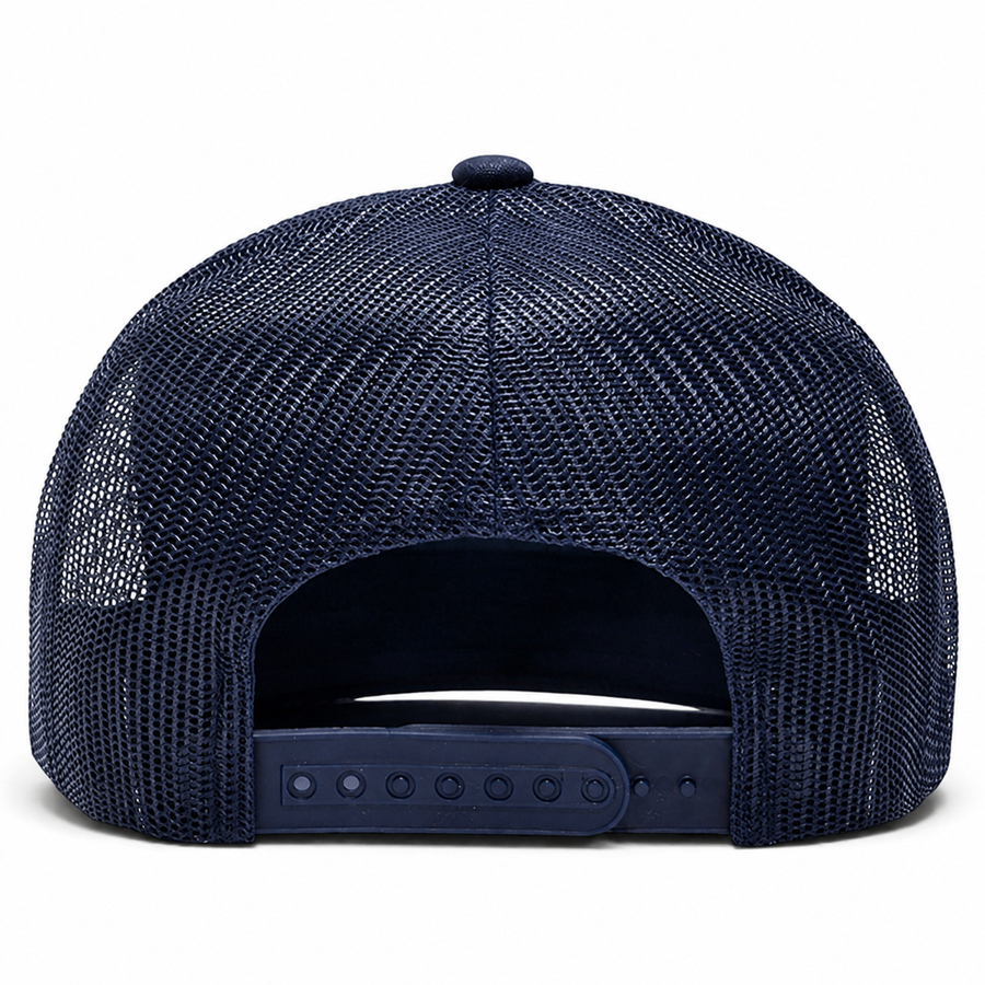 YP Classics A-Frame Blank 5-Panel Adjustable Trucker Snapback Hat - Navy/Navy