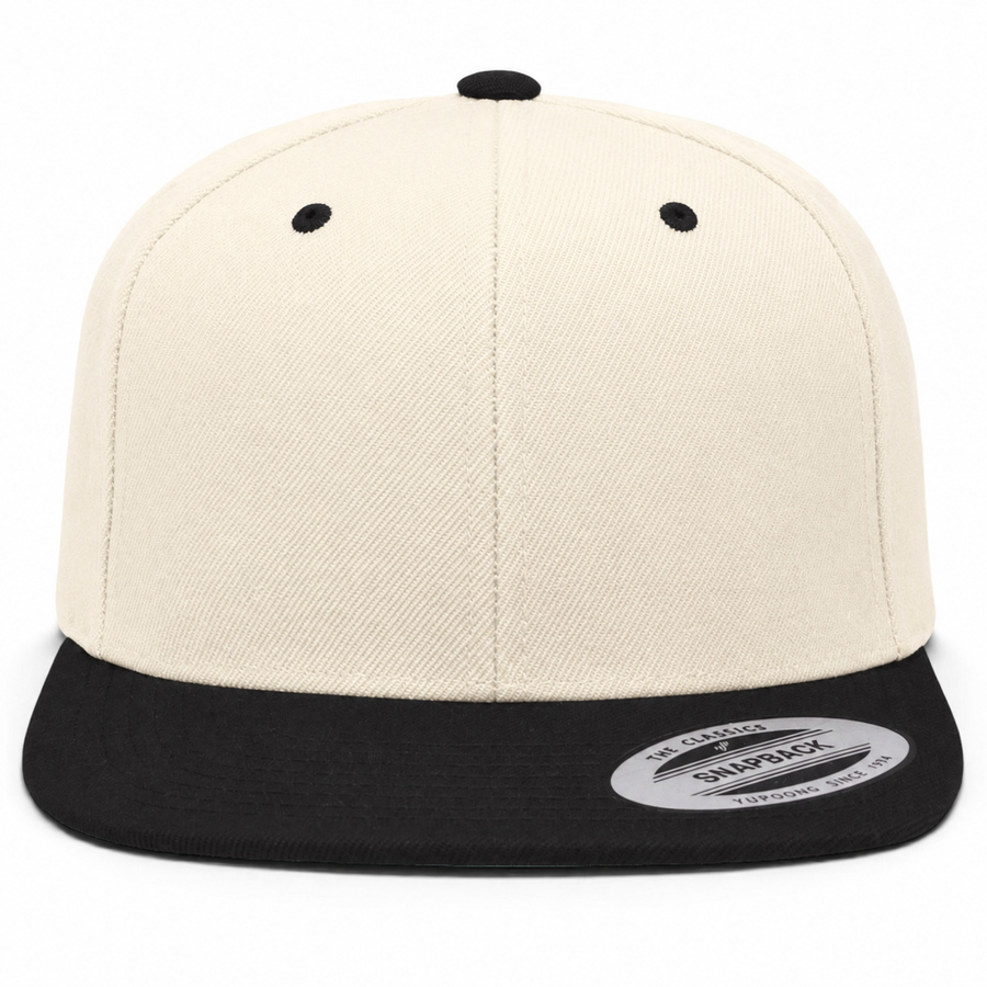 YP Classics Premium Blank 6-Panel Adjustable Snapback Hat - Chrome/Black