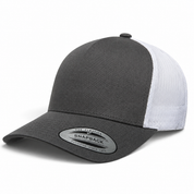 YP Classics A-Frame Blank 5-Panel Adjustable Trucker Snapback Hat - Dark Gray/White