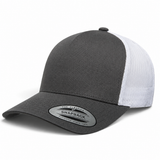 YP Classics A-Frame Blank 5-Panel Adjustable Trucker Snapback Hat - Dark Gray/White