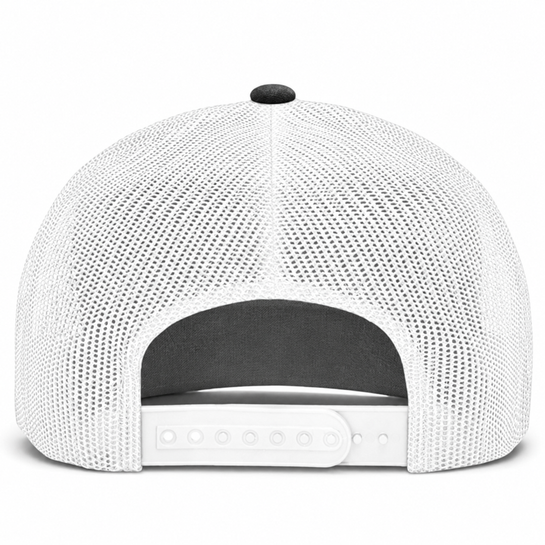 YP Classics A-Frame Blank 5-Panel Adjustable Trucker Snapback Hat - Dark Gray/White - Product Image