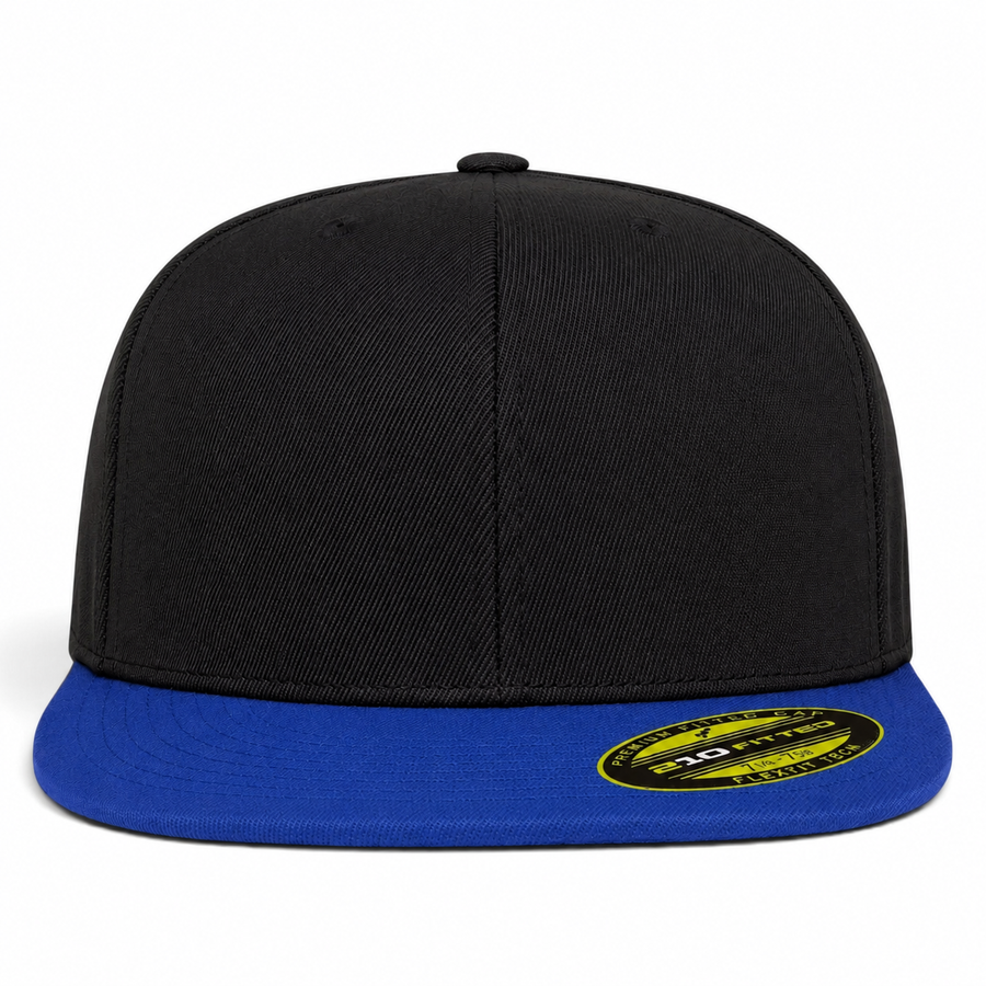 Flexfit 210 Premium Blank Stretch Fitted Hat - Black/Royal Blue
