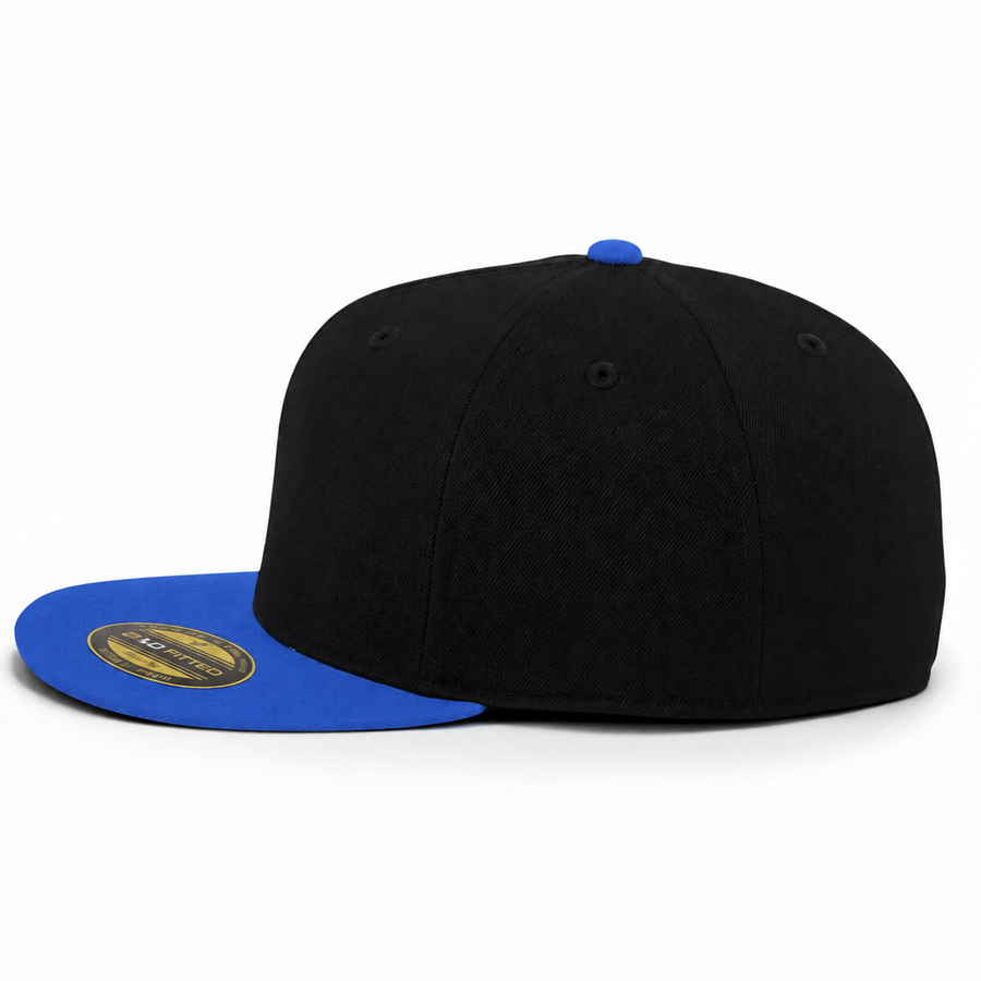 Flexfit 210 Premium Blank Stretch Fitted Hat - Black/Royal Blue