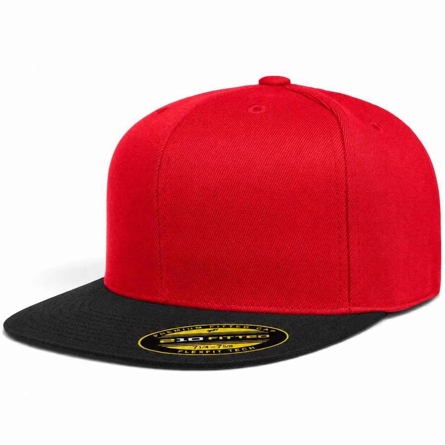 Flexfit 210 Premium Blank Stretch Fitted Hat - Red/Black